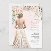 Eucalyptus Roze Rozen Bloemige Bruidsfeest Kaart (Voorkant)