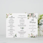 Eucalyptus Roze Rozen Huwelijksceremonie Programma (Staand voorkant)