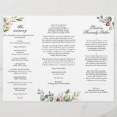 Eucalyptus Roze Rozen Huwelijksceremonie Programma (Achterkant)