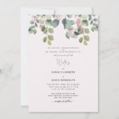 Eucalyptus & Roze Rozen Trouwen Beide Ouders Kaart (Voorkant)