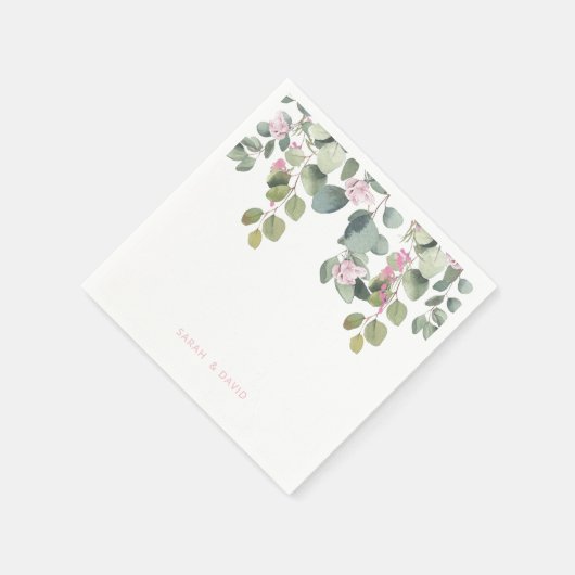 Eucalyptus & roze rozenweddenschap cocktail servet