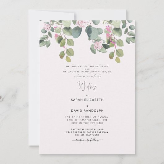 Eucalyptus & Roze Ruwen Beide ouders Kaart (Voorkant)