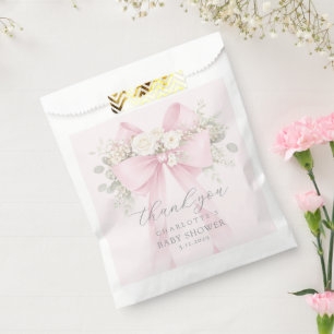 Eucalyptus Roze Strik Baby Shower Bedankt Bedankzakje