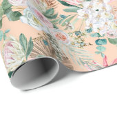 Eucalyptus Roze Witte Bloemige Boho Bruids Verjaar Cadeaupapier (Rol Hoek)