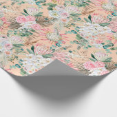 Eucalyptus Roze Witte Bloemige Boho Bruidsverjaard Cadeaupapier (Hoek)