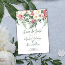 Eucalyptus Roze Witte Bloemrozen Save the Date 