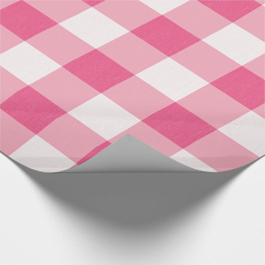 Eucalyptus Roze & Witte Gingham Check Plaid Cadeaupapier (Hoek)
