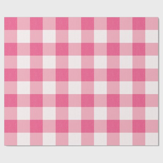 Eucalyptus Roze & Witte Gingham Check Plaid Cadeaupapier (Vlak)