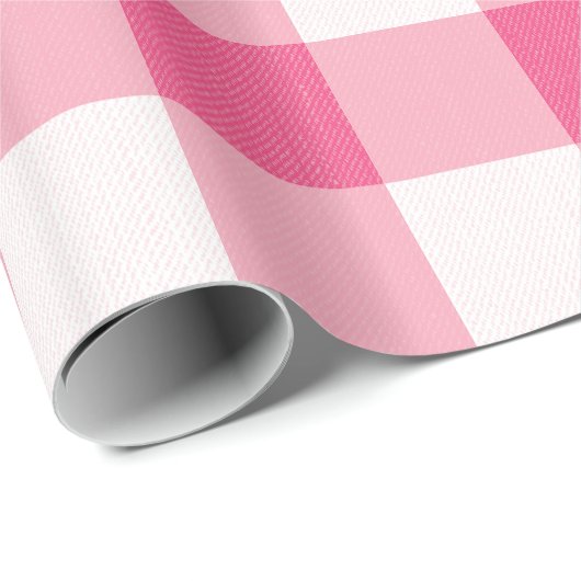 Eucalyptus Roze & Witte Gingham Check Plaid Cadeaupapier (Rol Hoek)