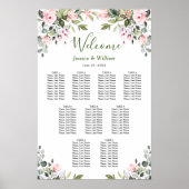 Eucalyptus & Rozen 9 Tafels Trouwstoel GRAFIEK Poster (Voorkant)