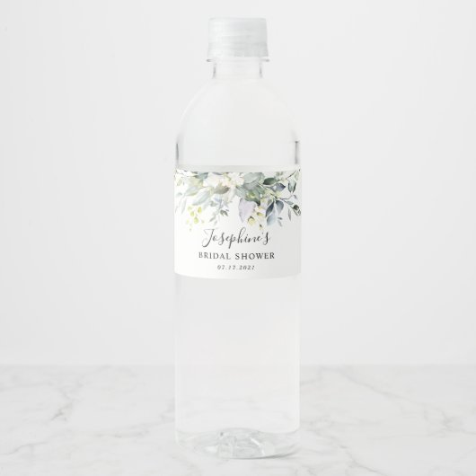 Eucalyptus Rozen Bruidsfeest Waterfles Label Etiket (Voorkant)