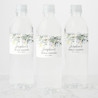 Eucalyptus Rozen Bruidsfeest Waterfles Label Waterfles Etiket