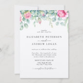 Eucalyptus Rozen | Elegante Boho groen bruiloft Kaart (Voorkant)