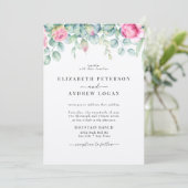 Eucalyptus Rozen | Elegante Boho groen bruiloft Kaart (Staand voorkant)