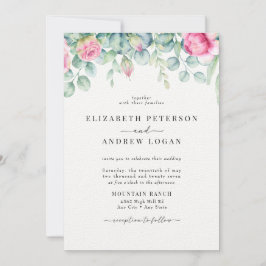 Eucalyptus Rozen | Elegante Boho groen bruiloft Kaart