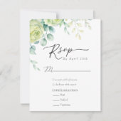 Eucalyptus Rozen | Elegante Boho groen bruiloft RSVP Kaartje (Voorkant)