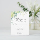 Eucalyptus Rozen | Elegante Boho groen bruiloft RSVP Kaartje (Staand voorkant)