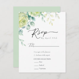 Eucalyptus Rozen | Elegante Boho groen bruiloft RSVP Kaartje