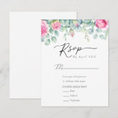 Eucalyptus Rozen | Elegante Boho groen bruiloft RSVP Kaartje (Voorkant / Achterkant)