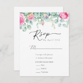 Eucalyptus Rozen | Elegante Boho groen bruiloft RSVP Kaartje