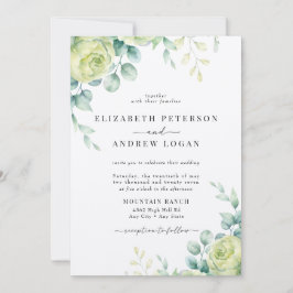 Eucalyptus Rozen | Elegante Boho Groene Huwelijk Kaart