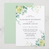 Eucalyptus Rozen | Elegante Boho Groene Huwelijk Kaart (Voorkant / Achterkant)