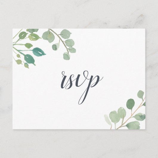 Eucalyptus RSVP Briefkaart met keuze uit maaltijde (Voorkant)