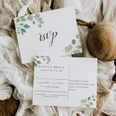 Eucalyptus RSVP Briefkaart met keuze uit maaltijde