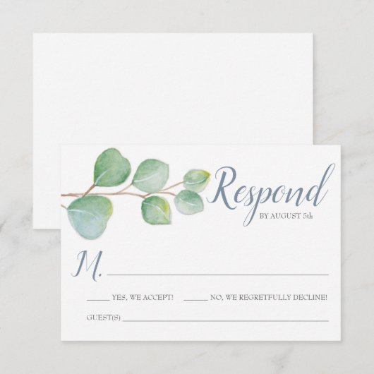 Eucalyptus RSVP-kaart Kaart (Voorkant / Achterkant)