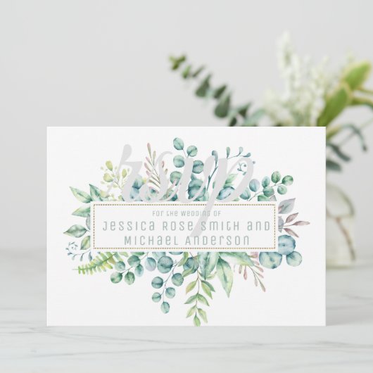 Eucalyptus RSVP kaart - Tekst beide zijden (Staand voorkant)