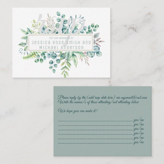 Eucalyptus RSVP-kaarten - tekst aan beide zijden Visitekaartje (Voorkant / Achterkant)