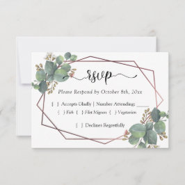 Eucalyptus RSVP roos goud geometrisch lijst Kaartje