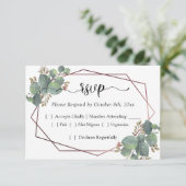 Eucalyptus RSVP roos goud geometrisch lijst Kaartje (Staand voorkant)