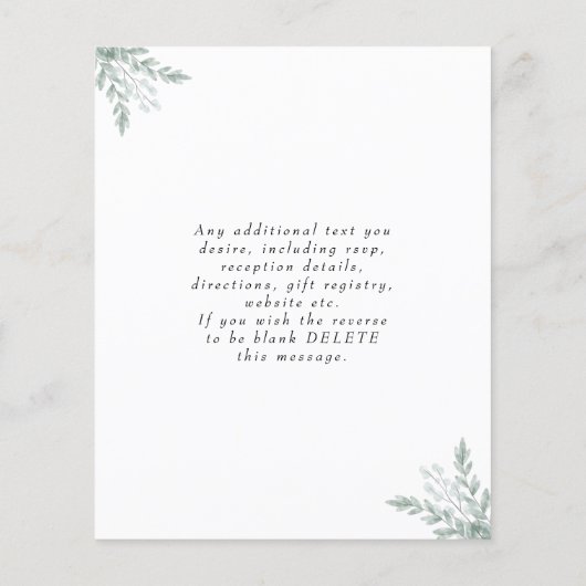 Eucalyptus Rustic Budget Chic Wedding Uitnodiging Flyer (Achterkant)