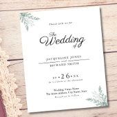 Eucalyptus Rustic Budget Chic Wedding Uitnodiging Flyer