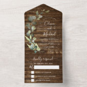 Eucalyptus Rustic Country Wood Weddenschap RSVP All In One Uitnodiging (Binnen)