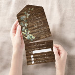 Eucalyptus Rustic Country Wood Weddenschap RSVP All In One Uitnodiging<br><div class="desc">Eucalyptus Greenery Botanical Waterverf Spring,  Herfst,  herfst,  Winter,  Summer Wedding RSVP Uitnodigingen op Rustic Country Wood Outdoorachtergrond - omvat prachtige en elegante scripttypografie met moderne botanische bladeren en groen voor de speciale viering op de dag van de bruiloft.</div>