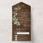 Eucalyptus Rustic Country Wood Weddenschap RSVP All In One Uitnodiging (Binnen)
