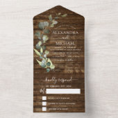 Eucalyptus Rustic Country Wood Weddenschap RSVP All In One Uitnodiging (Binnen)