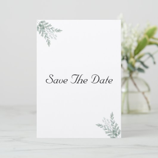 Eucalyptus Rustic Eco Friendly Kraft Save the Date Kaart (Staand voorkant)