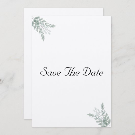Eucalyptus Rustic Eco Friendly Kraft Save the Date Kaart (Voorkant / Achterkant)
