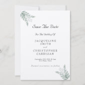 Eucalyptus Rustic Eco Friendly Save the Date Kaart (Voorkant)