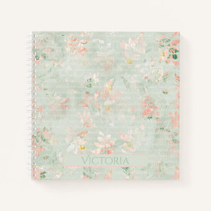 Eucalyptus Rustic Floral Green Peach Notitieboek