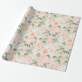 Eucalyptus Rustic Floral Sage Green Roze Cadeaupapier (Uitgerold)