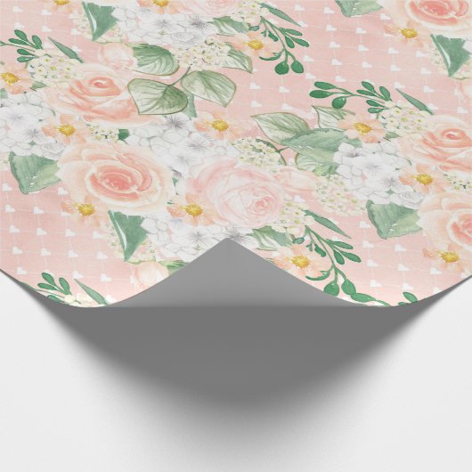 Eucalyptus Rustic Floral Sage Green Roze Cadeaupapier (Hoek)