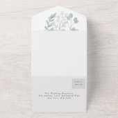 Eucalyptus Rustic Floral Waterverf Wedding All In One Uitnodiging (Buitenkant)