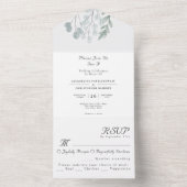 Eucalyptus Rustic Floral Waterverf Wedding All In One Uitnodiging (Binnen)