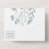 Eucalyptus Rustic Floral Waterverf Wedding All In One Uitnodiging (Achterkant)