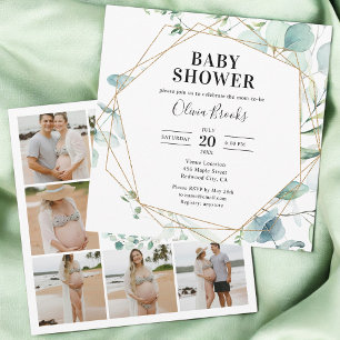 Eucalyptus Rustic Foto Baby shower Kaart