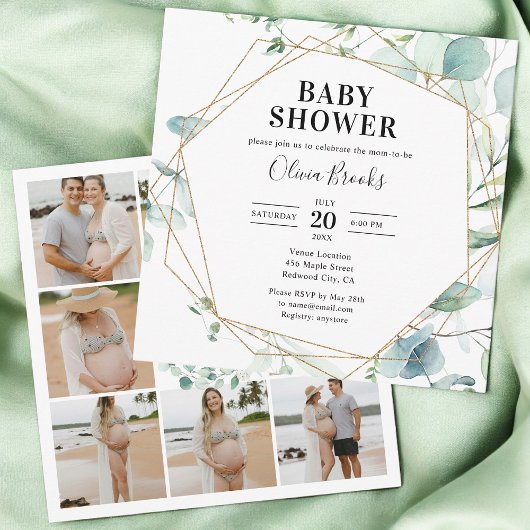 Eucalyptus Rustic Foto Baby shower Kaart